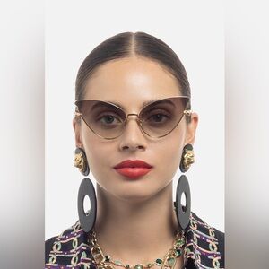 Camilla “Head in the Clouds” brown gold exaggerated boho cat eye sunglasses
